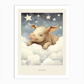 Sleeping Baby Rhinoceros Nursery Poster Art Print