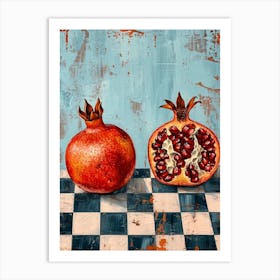 Pomegranate Checkered Blue  2 Art Print