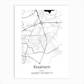 Kraainem,Belgium Minimalist Map Art Print