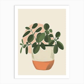 Jade Plant Minimalist Illustration 2 Art Print