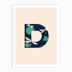 Letter D Dragonfly Art Print