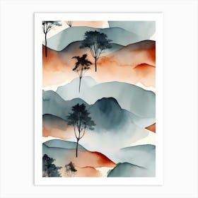 Trees In The Mountains Art Print