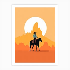 Lone Cowboy Riding Art Print