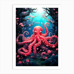 Octopus In The Forest 1 Art Print