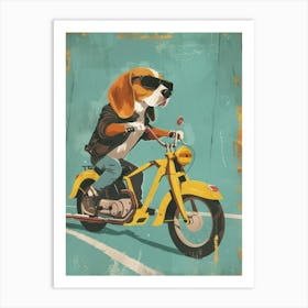 Beagle On A Motorcycle 1 Art Print