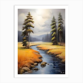 River In Autumn . 1 Art Print