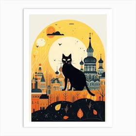 Moscow, Russia Skyline With A Cat 0 Art Print