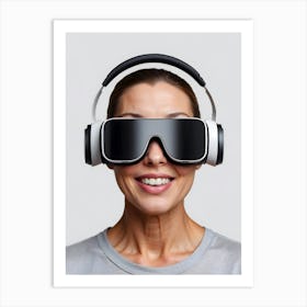 Woman Wearing Virtual Reality Glasses 1 Art Print