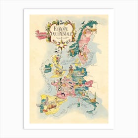 Vintage Map of Western Europe 1951 Art Print