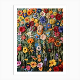Wild Flowers Knitted In Crochet 1 Art Print