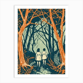 Two Girls In The Woods Art Print