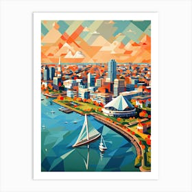 Rotterdam, Netherlands, Geometric Illustration 1 Art Print