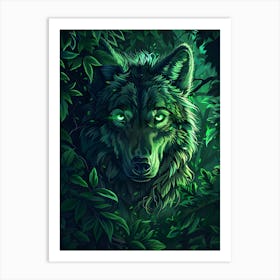 Green Wolf Art Print