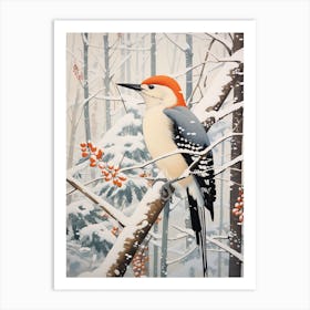 Winter Bird Painting Woodpecker 2 Art Print