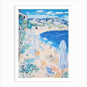 Porto Cervo, Sardinia   Italy Beach Club Lido Watercolour 2 Art Print