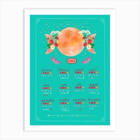 Lunar Calendar Teal Art Print