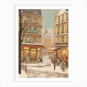 Vintage Winter Illustration Paris France 6 Art Print