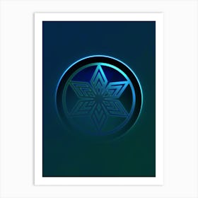 Geometric Neon Glyph on Jewel Tone Triangle Pattern 057 Art Print