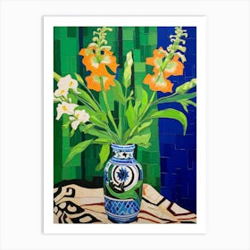 Flowers In A Vase Still Life Painting Larkspur 3 Art Print