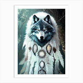 Dreamcatcher Wolf 1 Art Print