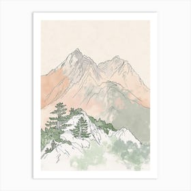 Mount Hua China Color Line Drawing (8) Art Print