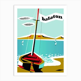 Boat On Balaton Lake, Hungary Art Print