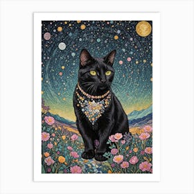 Bejewelled Cat Art Print