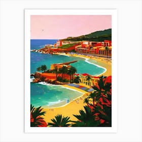 Cala Estreta Beach, Costa Brava, Spain Hockney Style Art Print
