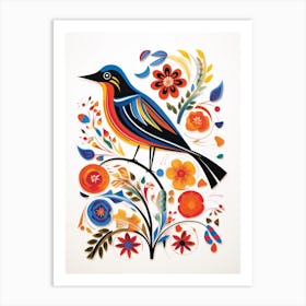 Scandinavian Bird Illustration Sparrow 4 Art Print