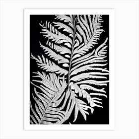 Japanese Tassel Fern Linocut Art Print