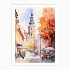 Vilnius Lithuania In Autumn Fall, Watercolour 4 Art Print