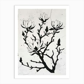 Magnolia Tree Simple Geometric Nature Stencil 1 Art Print