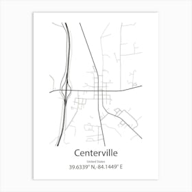 Centerville,United States Minimalist Map 1 Art Print