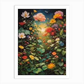 Flowers In The Garden Art Print