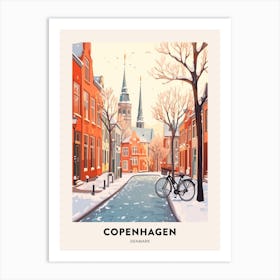 Vintage Winter Travel Poster Copenhagen Denmark 4 Art Print