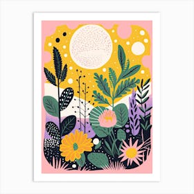 Abstract Botanical Risograph Style 12 Art Print