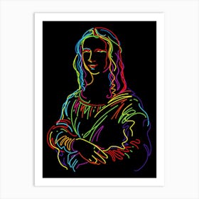 Neon Mona Lisa Modern Abstract Art Art Print