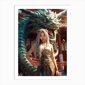 Chinese Girl With Dragon 10 Art Print