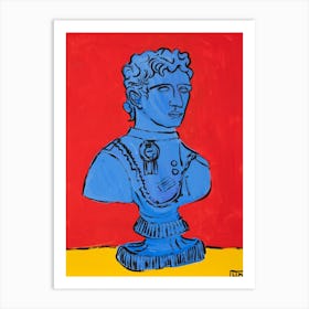 Greek Bust Painting In Primary Colors Red Blue Yellow Art Print