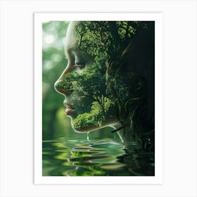 Portrait Of A Woman In Water Art Print