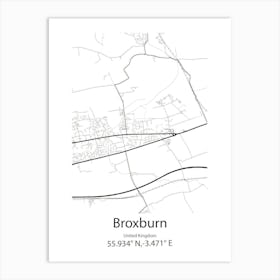 Broxburn,United Kingdom Minimalist Map Art Print