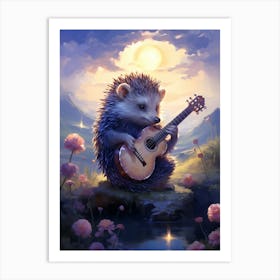 Hedgehog Playing Guitar Art Print