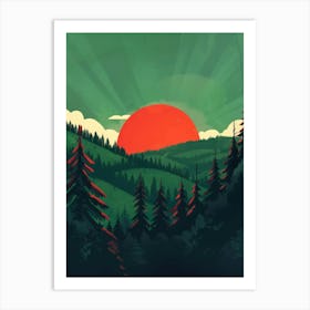 Sunset In The Forest 13 Art Print