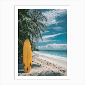 Yellow Surfboard On The Beach Art Print