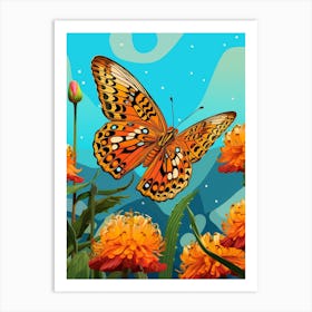 Pop Art Fritillary Butterfly 1 Art Print