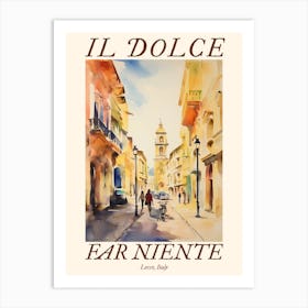 Il Dolce Far Niente Lecce, Italy Watercolour Streets 2 Poster Art Print