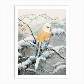 Winter Bird Painting Budgerigar 1 Art Print