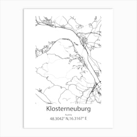 Klosterneuburg,Austria Minimalist Map Art Print