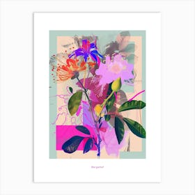 Bergamot 4 Neon Flower Collage Poster Art Print