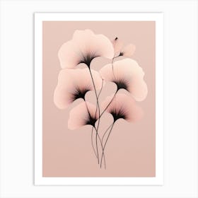 Pink Ginkgo Leaves 2 Art Print